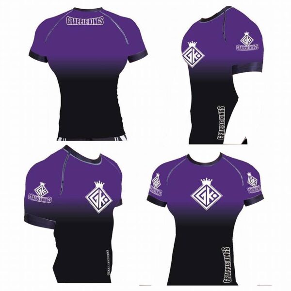 Grapple Kings IBJJF short sleeve rank rashguard purple