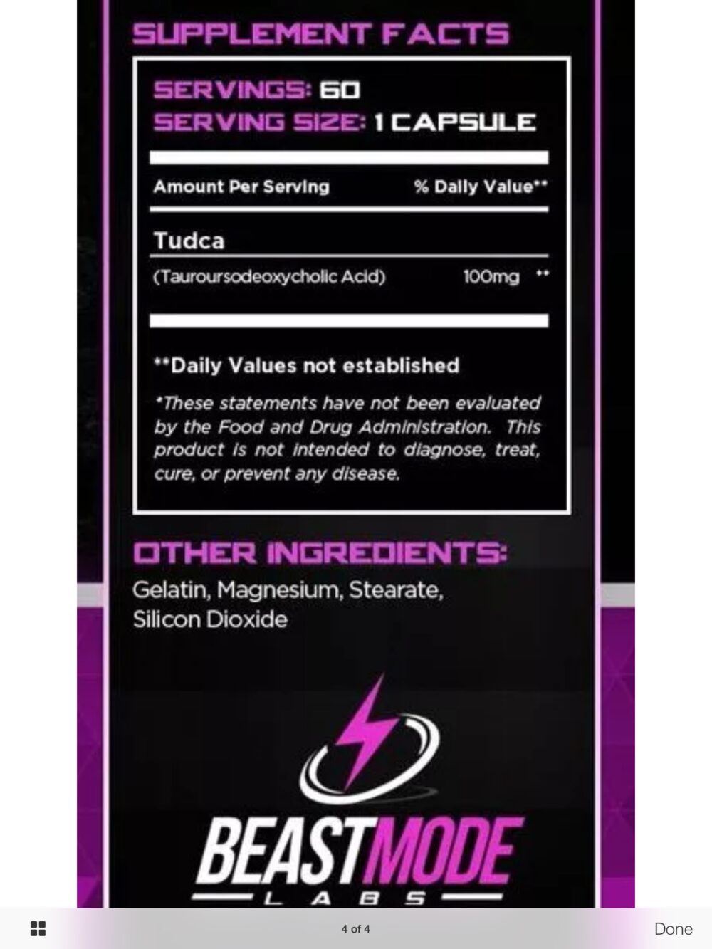 Beastmode labs Tudca liver support 60 caps - Image 4