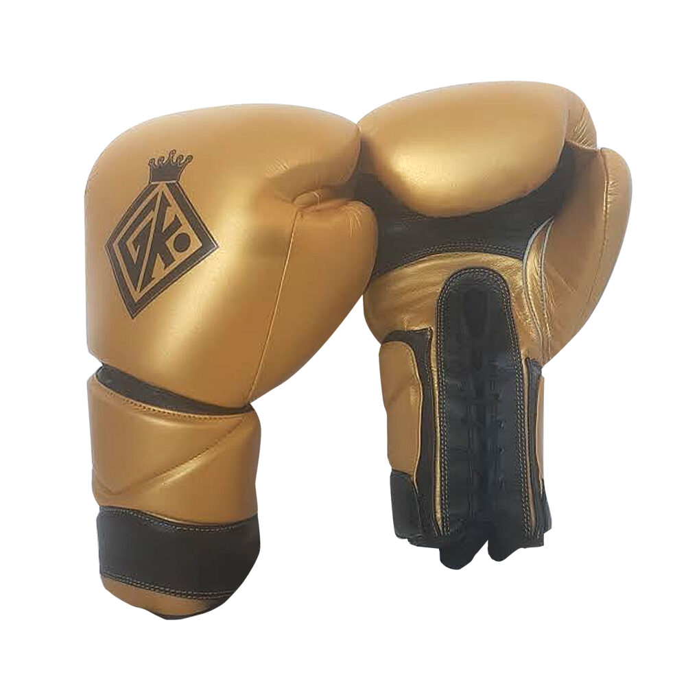 Boxing sparring set cowhide leather gold Lace ups - Image 7