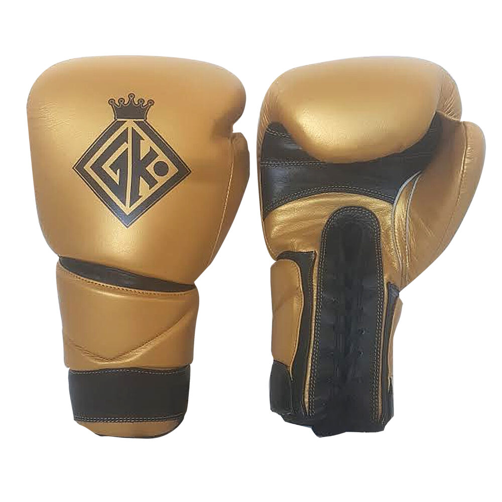 Boxing sparring set cowhide leather gold Lace ups - Image 8