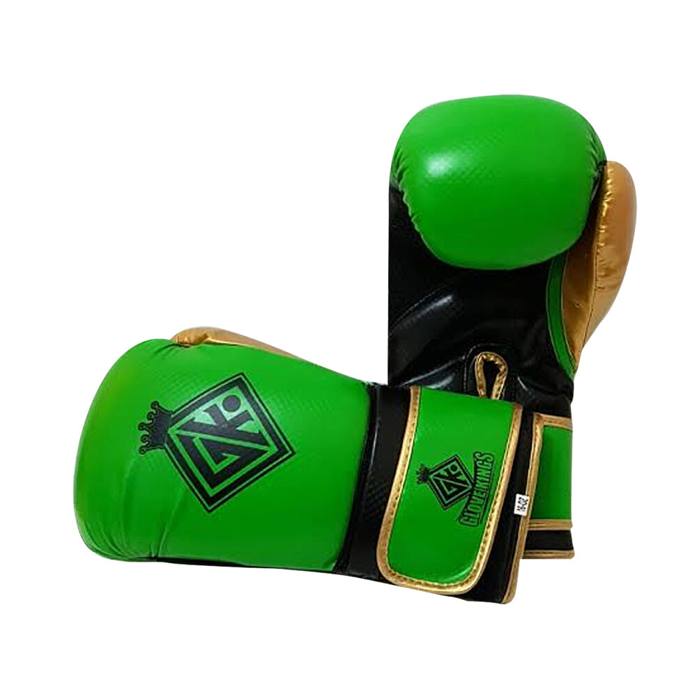 GK spar green and gold pu boxing gloves - Image 2