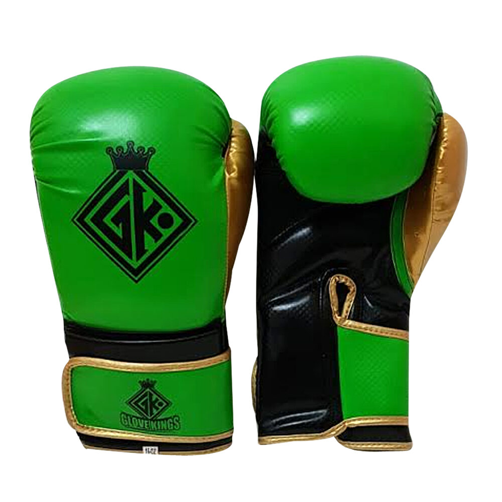 GK spar green and gold pu boxing gloves - Image 3