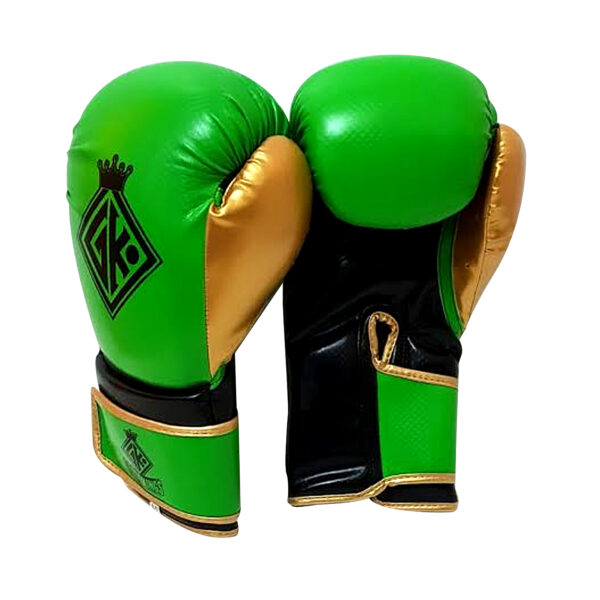 GK spar green and gold pu boxing gloves