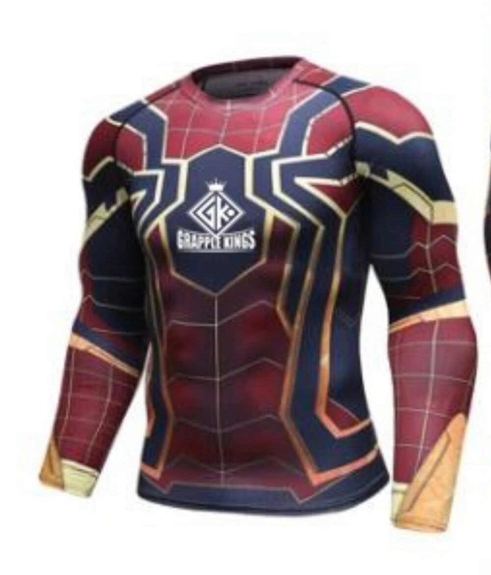 Spiderweb superhero grapple kings rashguard